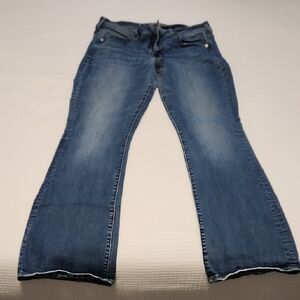 American Eagle Outfitters Blue Kick Boot Flare Jeans 16 LONG